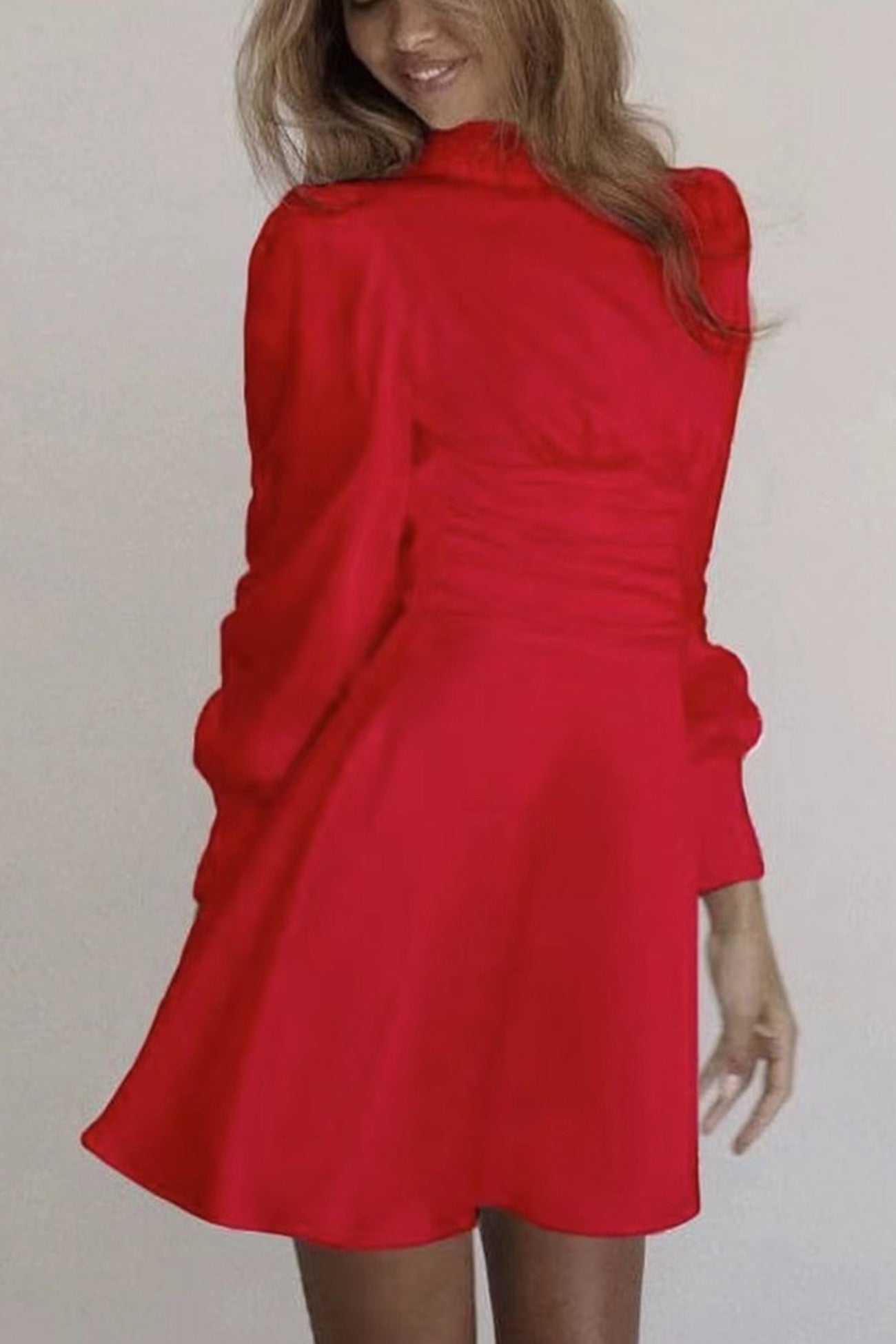 BXOXO - Satin Puff Sleeve Strappy Backless Dress