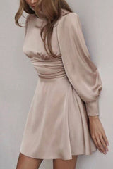 BXOXO - Satin Puff Sleeve Strappy Backless Dress