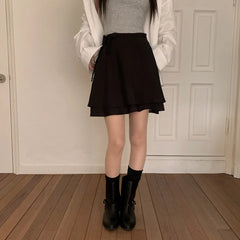 Bxoxo Summer New Sweet Agel Bow Tie Versatile  Skirt High Waist Polyester Fiber Pleated ort Skirt for Young Women