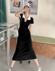 Bxoxo Women France Vintage Embroidery Midi Dress 2025 Spring Autumn Elegant Lantern Sleeve New V Neck Lace Up Vestidos Korean Clothes