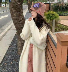 Bxoxo Autumn Knit Cardigan Sweaters Women Fashion Streetwear Loose Soft Casual Sweater Coat Female Elegant Office Lady Midi Cardigan