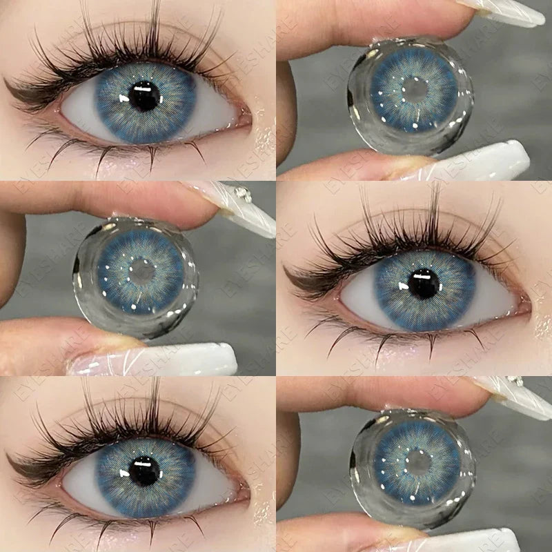 BXOXO 1Pair Natural Colored Contact Lenses with Prescription Myopia Lenses with Degree Gray Pupils Lens Brown Lenses Yearly