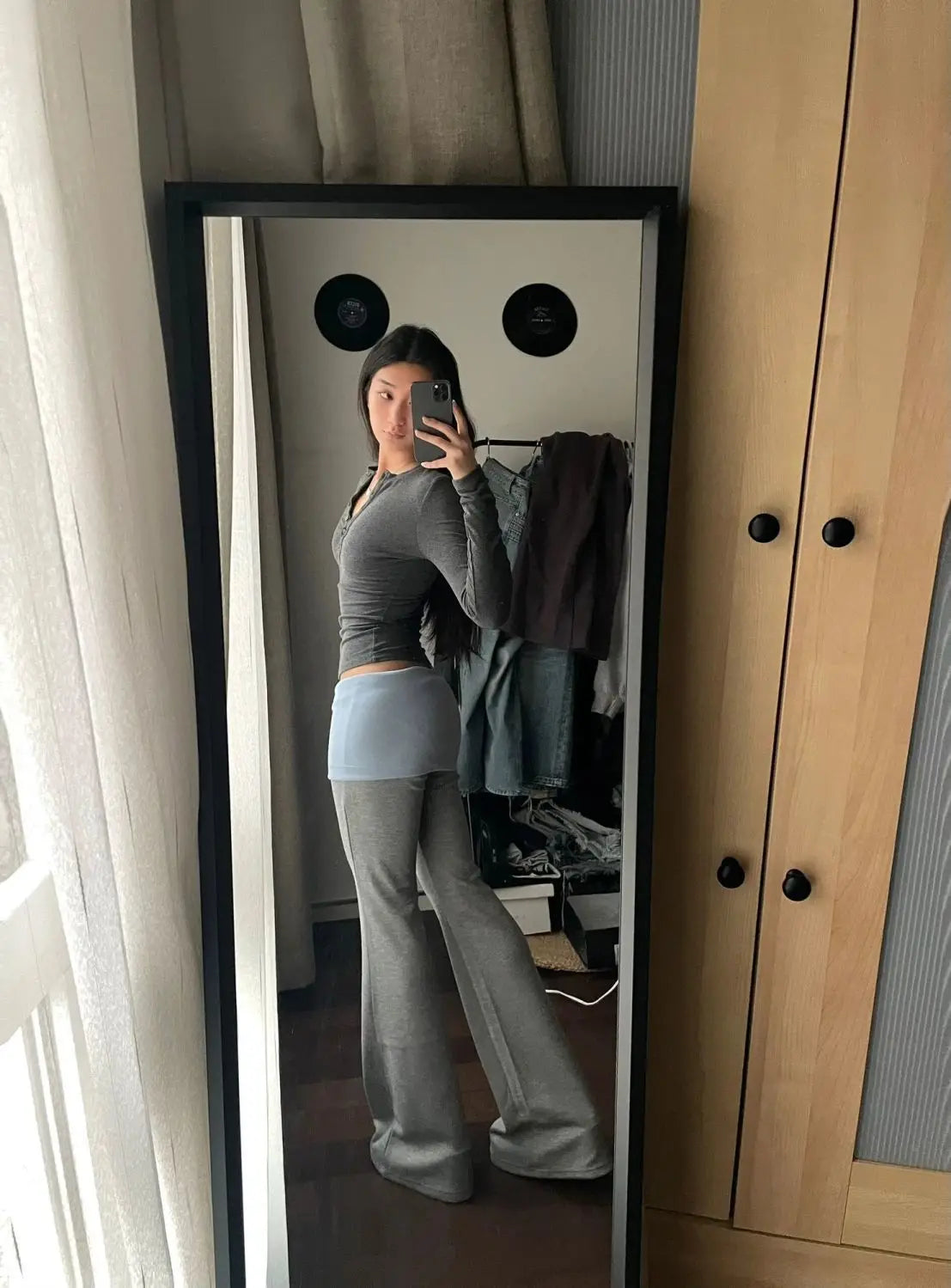 Bxoxo Gray High Waist Basic Flared Pants Solid Color Jogging Fitness Yoga Trousers Slim Korean Fashion Casual Streetwear Lady