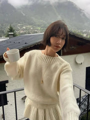 Bxoxo Japanese Loose Ruffles Women Sweater Autumn Korean Chic Button Patchwork Warm Pullover Female New Solid All Match Knitted Jumper