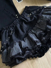 BXOXO Harajuku Girls Stripe Punk Grunge Skirts Women Y2k Aesthetic High Waist Cake Mini Streetwear Lace Vintage Kawaii Mini Jupe