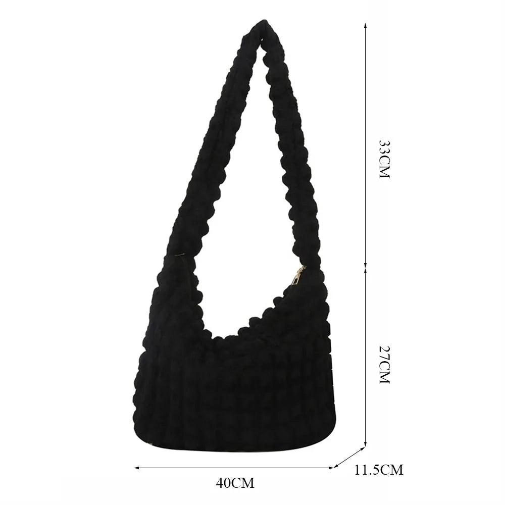 BXOXO Large Capacity Shoulder Bag Embroidered Plaid Quilted Crossbody Bag Underarm Bag Tote Bag Tote Bag Pleated Bubbles Handbag