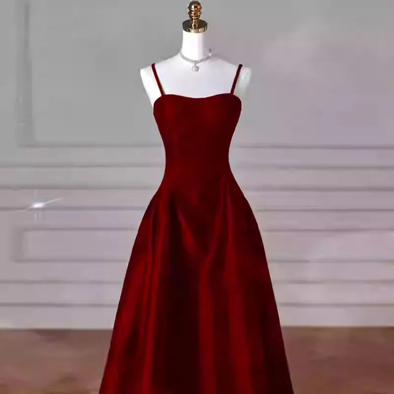 BXOXO New And Simple Evening Dress For Women Stain Spaghetti Strap V-neck Elegant Sexy Prom Dress For Banquet Vestidos