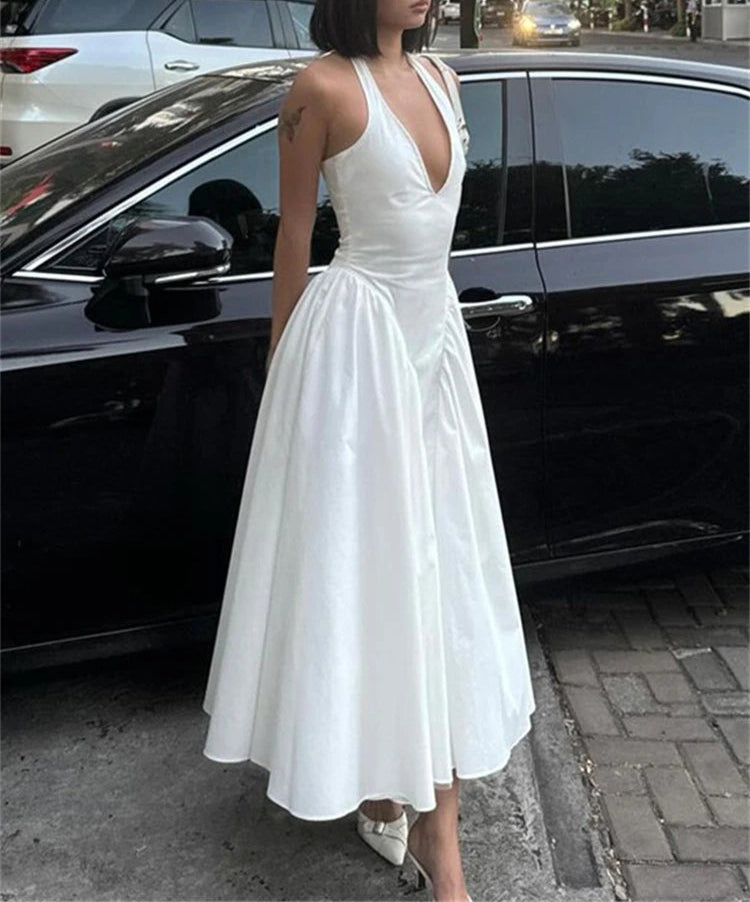 BXOXO Ladies Summer Evening Party New Fashion Dress Women Sleeveless Backless V-Neck Sexy Maxi Dresses Night Clubwear Female Outfits