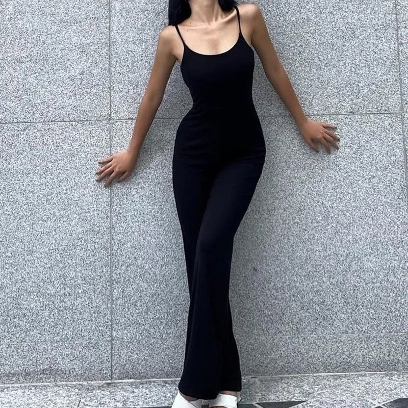 BXOXO Sexy Backless Spaghetti Strap Jumpsuit Woman Summer Black Skinny Bodycon Bodysuit Pants Holiday Ladies Casual Jumpsuits