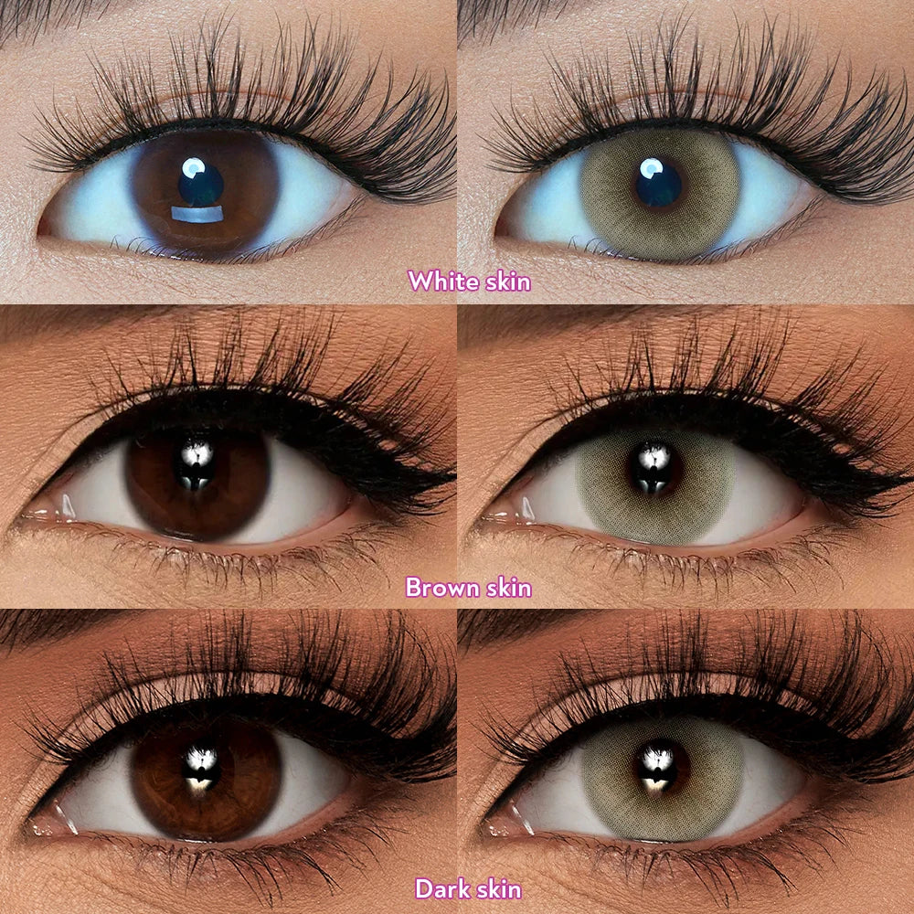 BXOXO 2pcs/pair Colored Contact Lenses Myopia Green Pixie Series Yearly Cosmetic For Eyes Lentillas Verdes