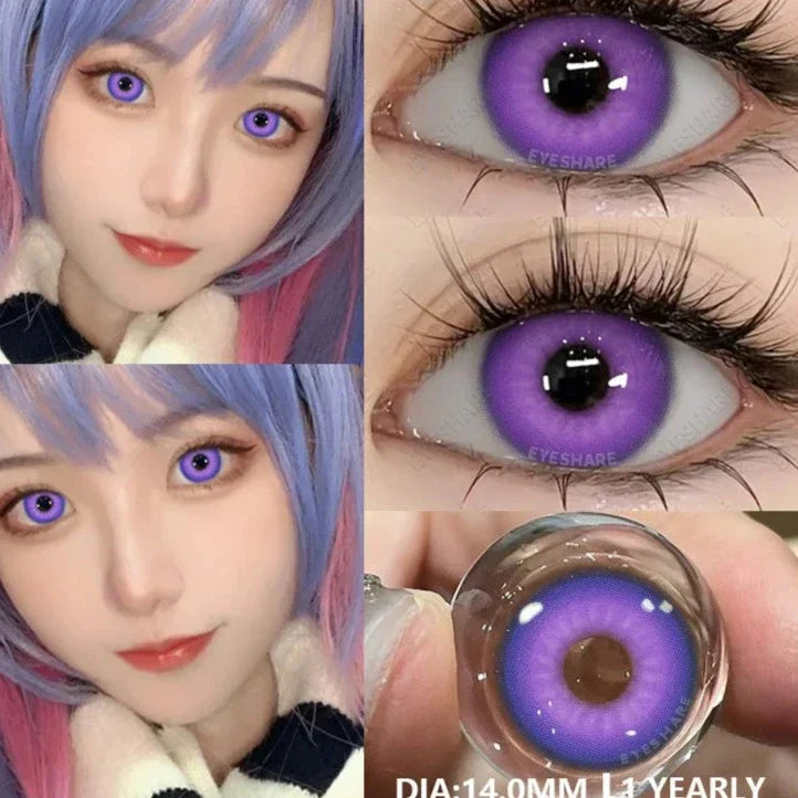 BXOXO 1 Pair Fashion Pink Cosplay Anime Lenses Color Contact Lenses for Eyes Cosmetics Purple Lenses Yearly Eye Contact Lens