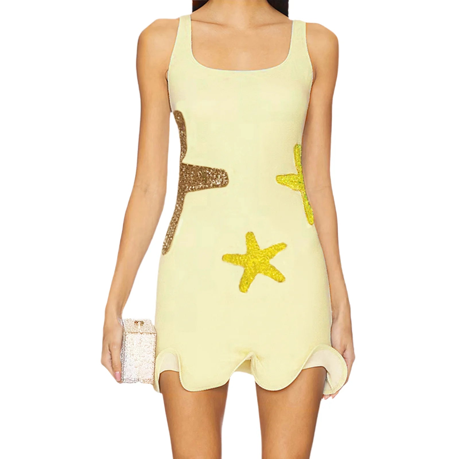 BXOXO Sparkling Sequined Strap Women's Knit Mini Dress Elegant Shiny Sleeveless Bodycon Holiday Dresses Beach Party Vestido