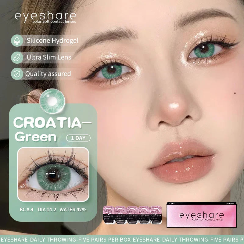 BXOXO Contact Lenses for Eyes 1 Day Daily Lens High Wearing Comfort Lenses Brown Lenses Fashion Blue Contacts 10 Pcs/5Pair