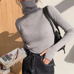 BXOXO Women Thicken Turtleneck Warm Sweater Thermal Cashmere Jumper Long Sleeve Knit Casual Sweater For Women Fall Winter