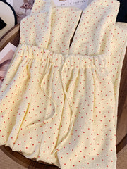 Bxoxo Sweet Love Print Wide Leg Pant Women Casual Cute Loose High Waist Trousers Korean Fashion Female Lace Up Elegant Pants New