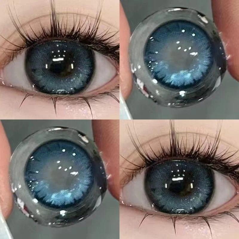 BXOXO 1Pair Blue Green Colour Contacts Lenses  Prescription Myopia Gray Eye Lenses Beauty Pupil Makeup Soft Lenses