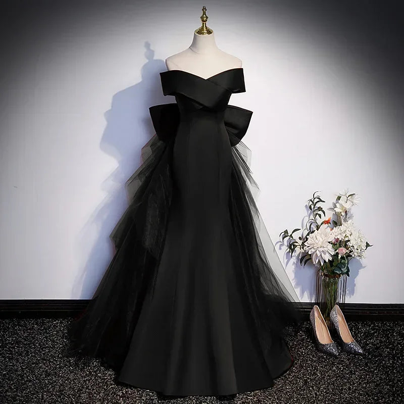 BXOXO Fashion Party Evening Dresses Women Sexy V-neck Off The Shoukder Weddding Prom Dresss Mesh Bow Bodycon Fishtail Vestido