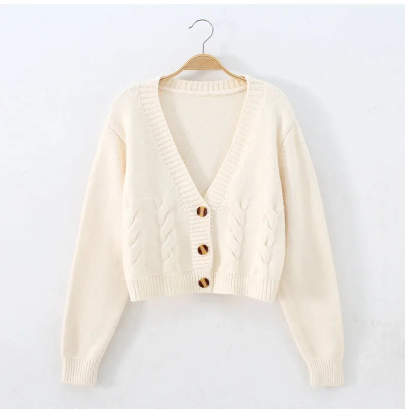 Bxoxo Short style high-waisted slim plastic sweater women spring new single-breasted knitted cardigan twist small jacket
