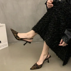 BXOXO Summer High-heeled Women's Shoes Fashionable Pointed Toe Sexy Stiletto Heels Leopard Print Women's Shoes