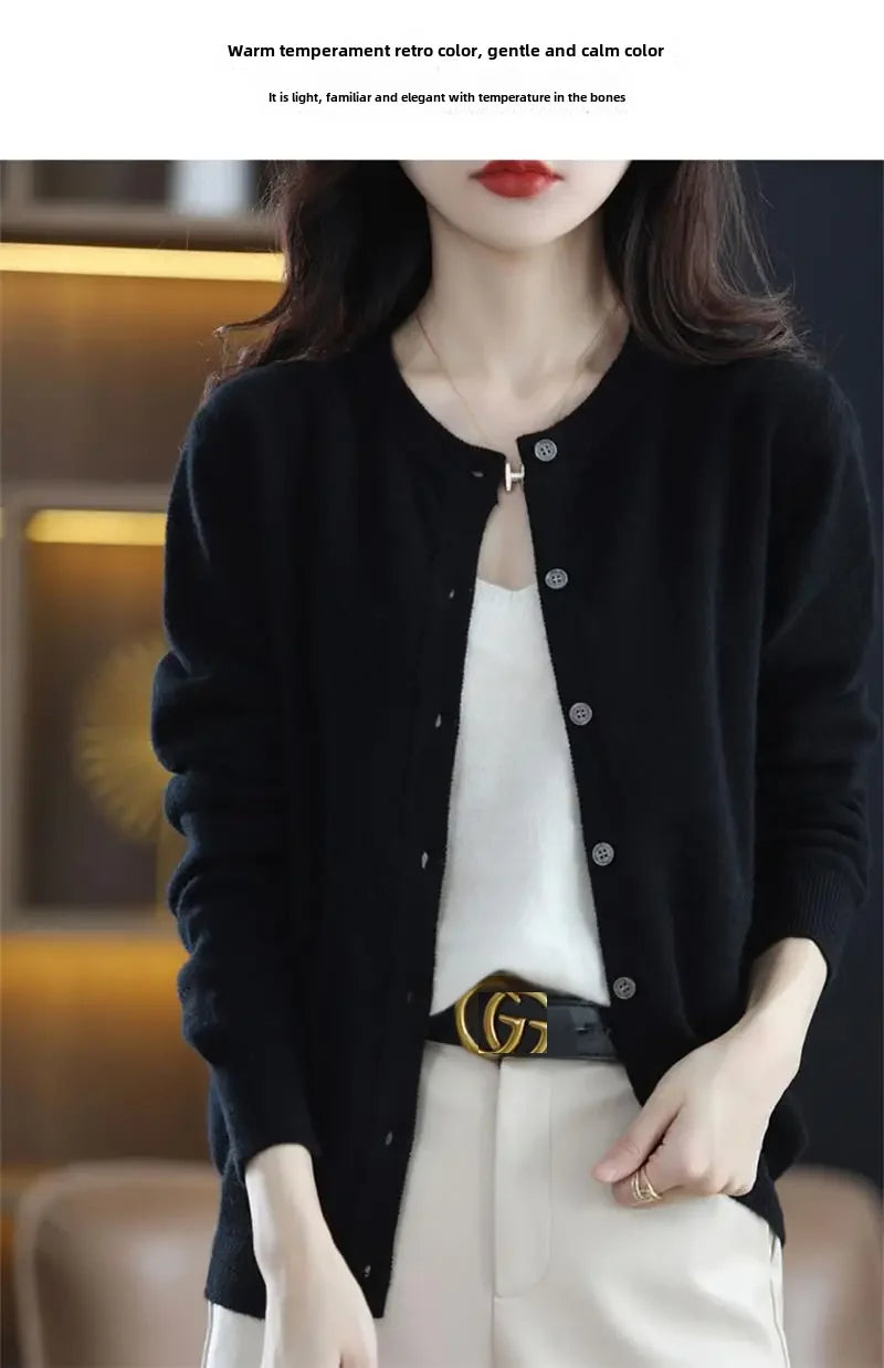 Bxoxo Knitted Sweater Cardigan Loose-fit Warm Jacket Inner Wear Outer Korean Style Stylish Women's Top Core-spun Yarn