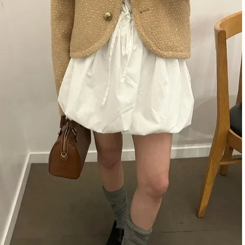 Bxoxo Chic Spring ort Pumpkin Skirt Gathered Waist Tie Belted  Skirt Pants Spring Faion Ladies' f Skirt Polyester Fiber
