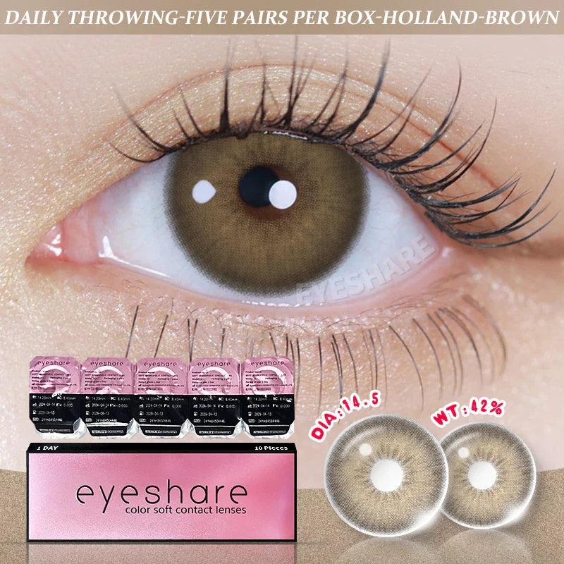 BXOXO Contact Lenses for Eyes 1 Day Daily Lens High Wearing Comfort Lenses Brown Lenses Fashion Blue Contacts 10 Pcs/5Pair
