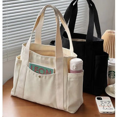 BXOXO Large Capacity Canvas Tote Bags for Work Commuting Carrying Bag College Style Student Outfit Book Shoulder Bag