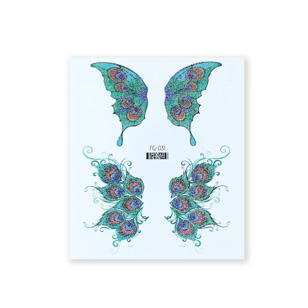 BXOXO 1 Sheet Flash Butterfly Temporary Tattoo Sticker for Eye Face Makeup Fairy Body Art Waterproof False Tattoo for Women