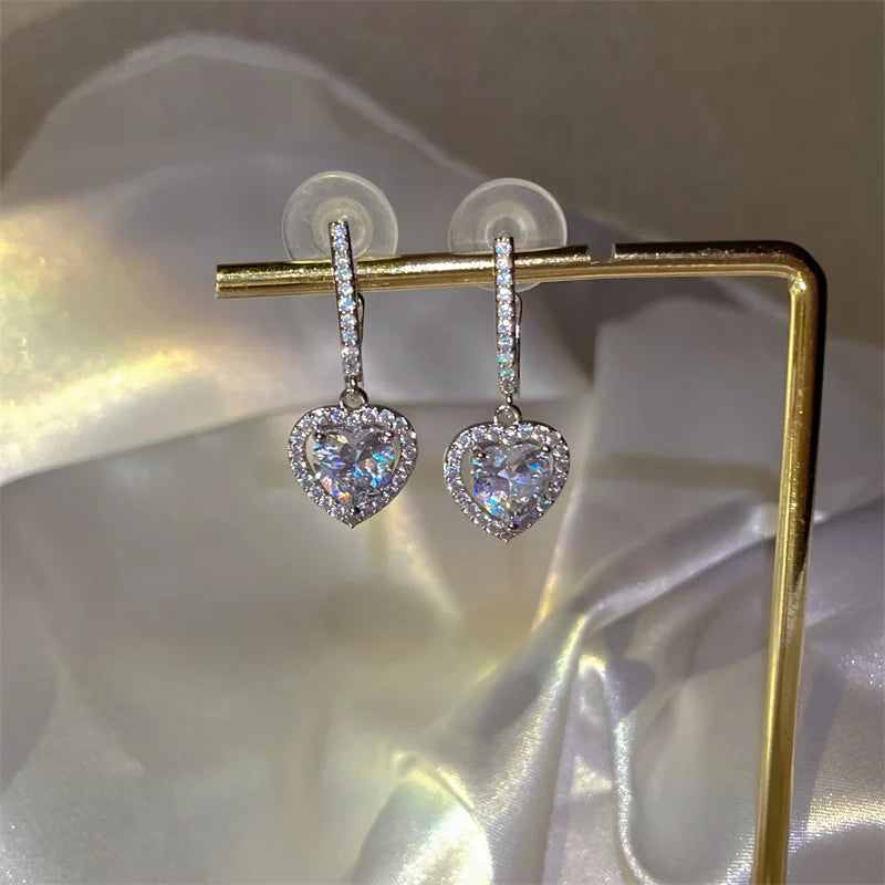 BXOXO - Crystal Heart Half Hoop Earrings