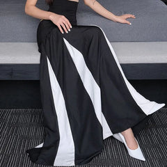 BXOXO Casual Loose Patchwork A-line Long Skirt Streetwear y2k High Waist Skirts for Women Korean Fashion Ladies Bottoms Summer