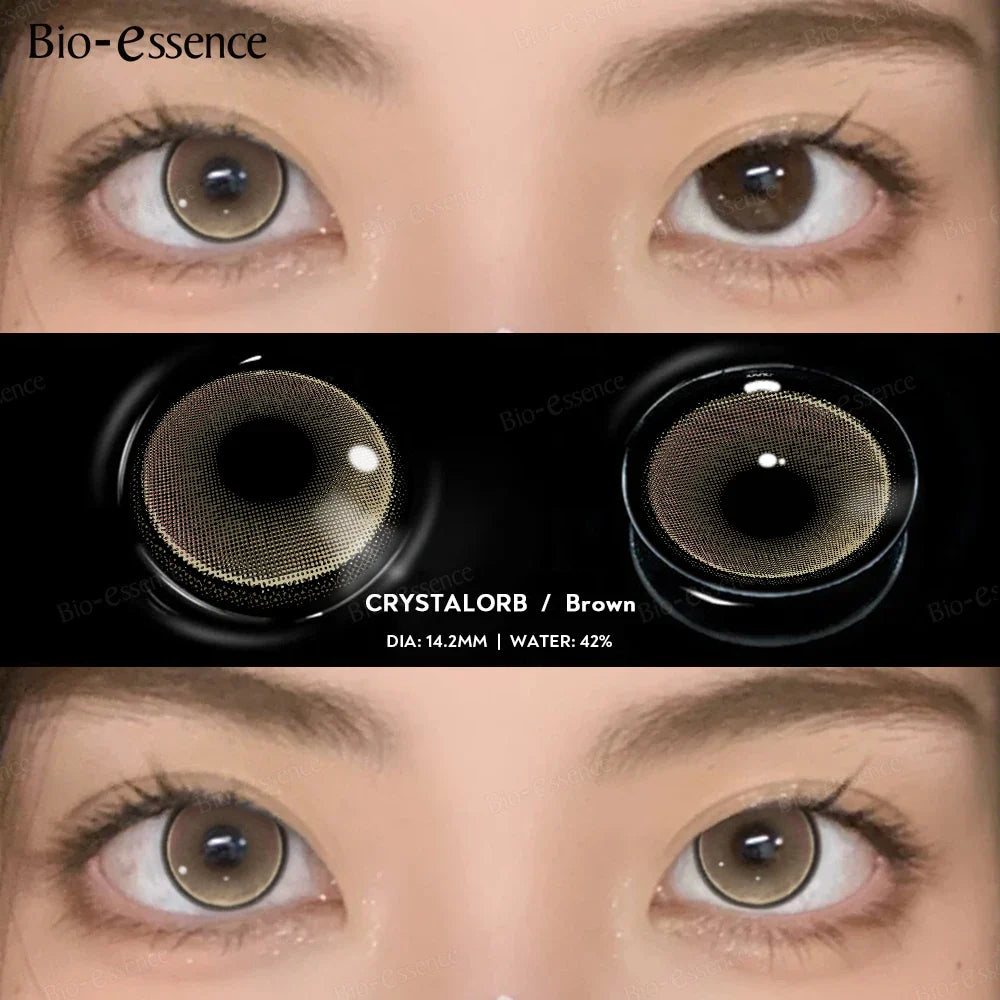 BXOXO 1 Pair Colorcon Korean Lenses Colored Contact Lenses for Eyes Green Eye Lenses Fashion Lenses Brown Contact
