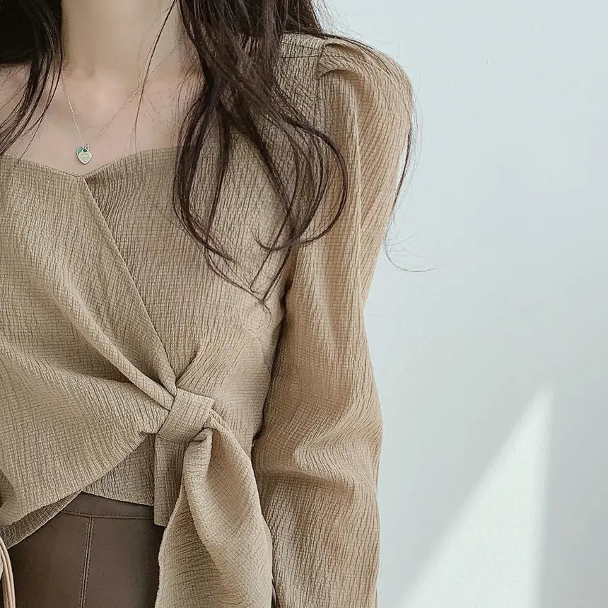 Bxoxo Tops for Women Elegant Social Clothes Korean Style Womens Shirt & Blouse Spring Long Sleeve White Chic Streetwear S Pretty Cute