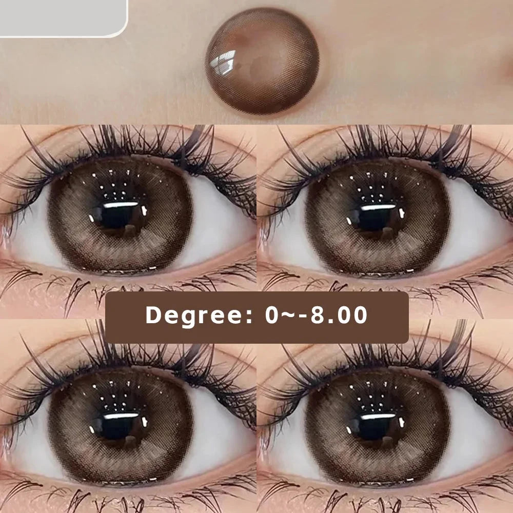 2PCS Brown Lenses Natural Contact Lenses for Eyes Super Beauty Eye Color Lenses Myopia Lenses With Diopters Prescription