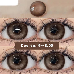 BXOXO 2PCS Brown Lenses Natural Contact Lenses for Eyes Super Beauty Eye Color Lenses Myopia Lenses With Diopters Prescription