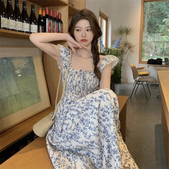 Bxoxo Summer Fresh French Style Sleeveless Dress Soft Backless Slim Fit High Waist Appears Slim Long Dress Women