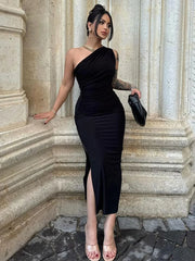 BXOXO Summer Maxi Dress Women Sexy Split Fashion Sleeveless Backless Slim Dress Female Casual Streetwear Club Elegant Party Dresses