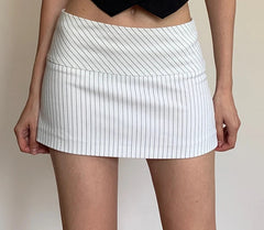 BXOXO Harajuku Striped Print Mini Skirt Vintage y2k Low Rise Skinny Retro Short Skirts for Women Summer Casual Streetwear Basic