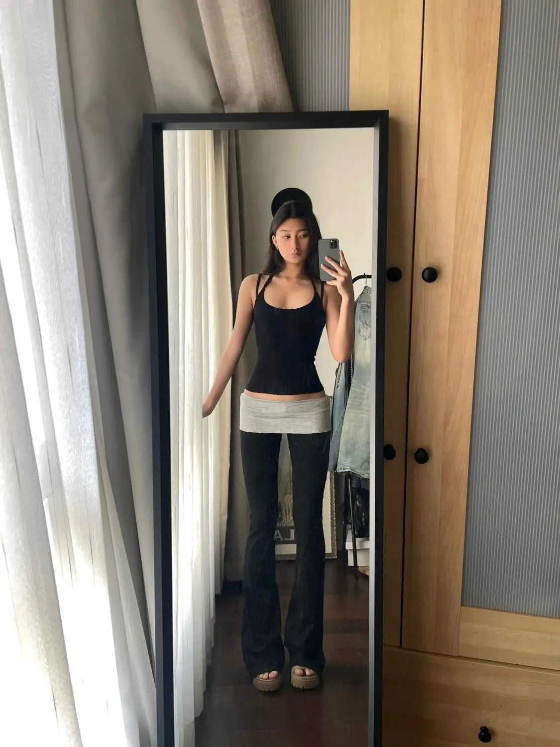 Bxoxo Gray High Waist Basic Flared Pants Solid Color Jogging Fitness Yoga Trousers Slim Korean Fashion Casual Streetwear Lady