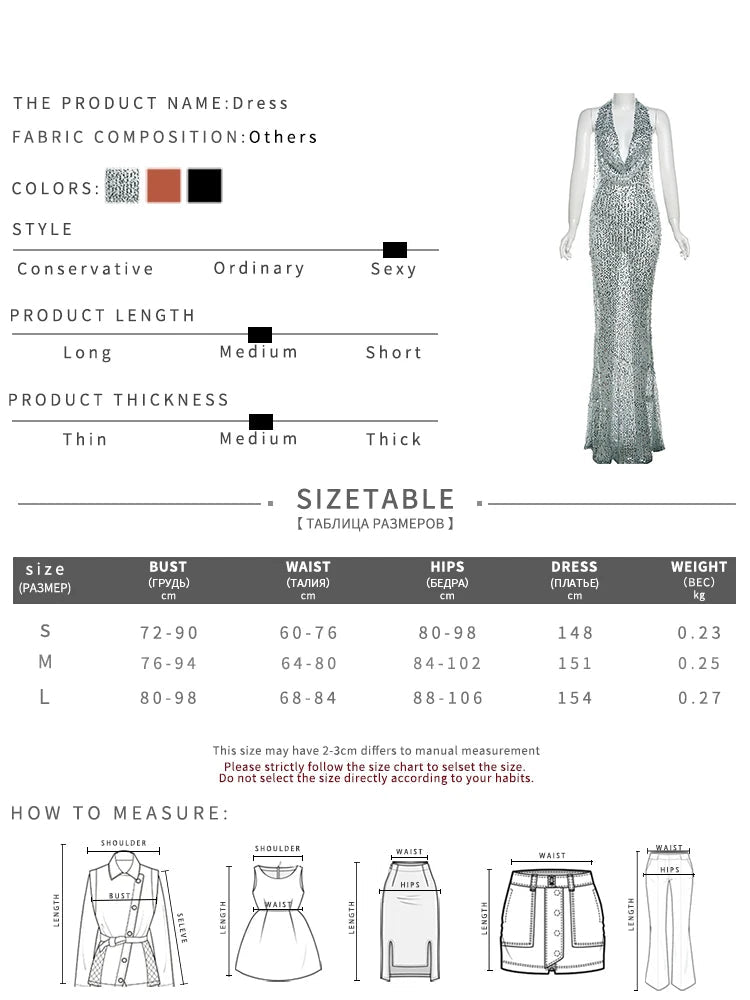 BXOXO Shiny Sequins Sexy Women Long Dress Stunning Halter Lace Up Swinging Neck Backless Sheath Vestidos Female Club Party Robe