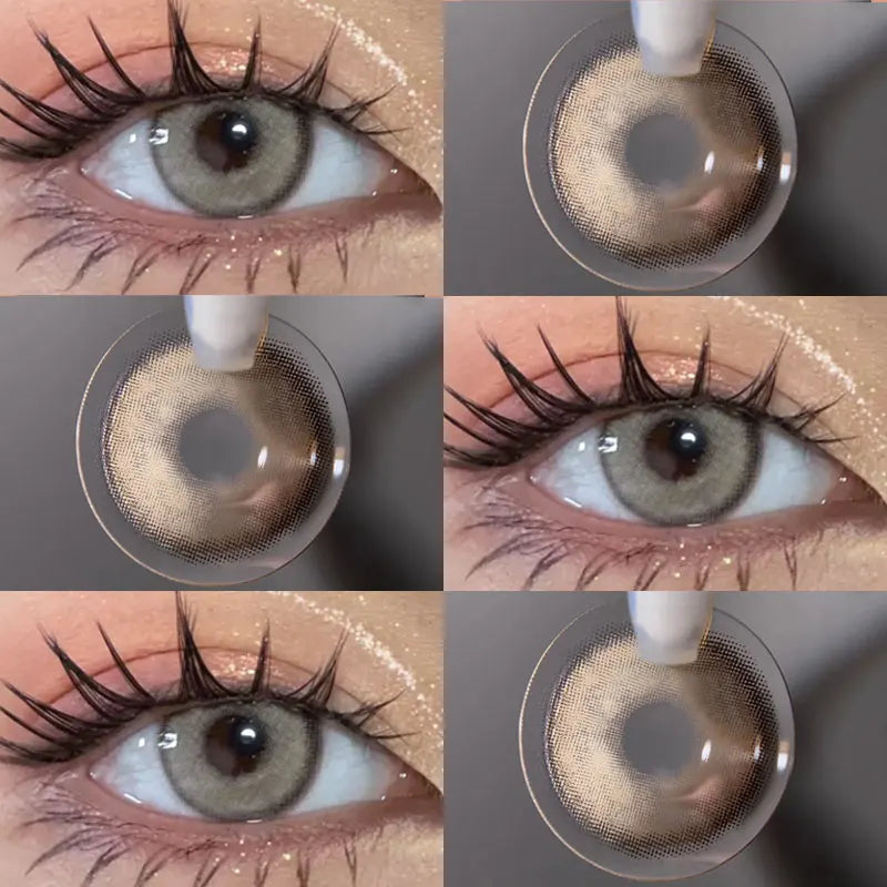 BXOXO 2PCS Colored Contact Lenses Prescription Myopia Degree -0.00 to -8.00 Green Lens Blue Beauty Pupil Makeup