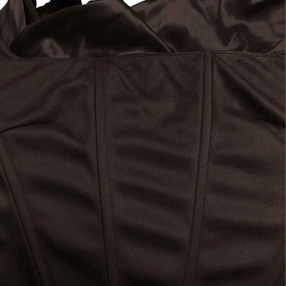 Bxoxo Wine Christmas Dress Women Satin 2 Piece Dress Set Elegant Bodycon Corset Cropped Top and Long Skirt Women Clothing