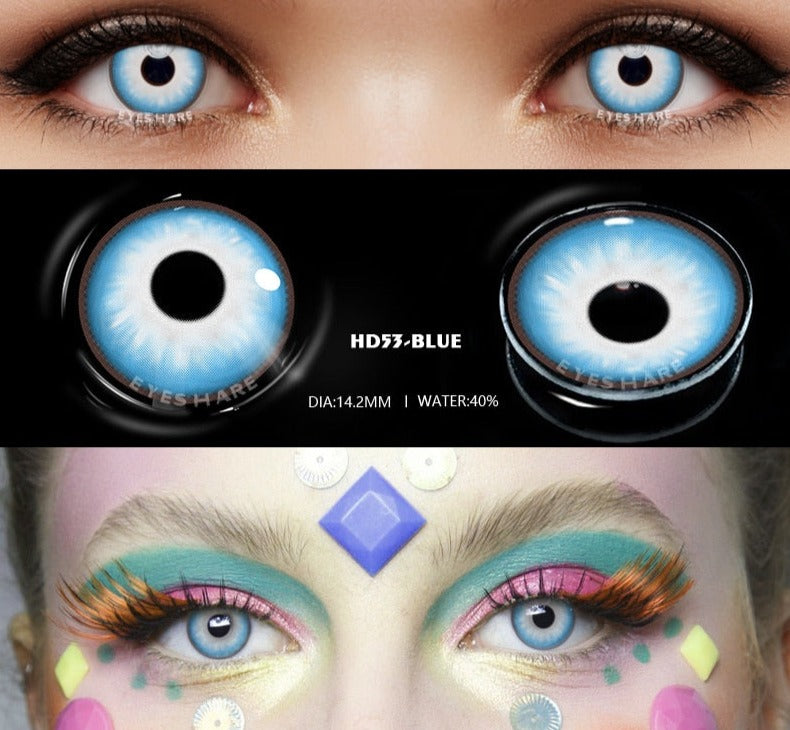 BXOXO 1pair Halloween Cosplay Color Contacts Lenses For Eyes Blue Black Colored Lens Anime Yearly Beauty Makeup Contacts Lens