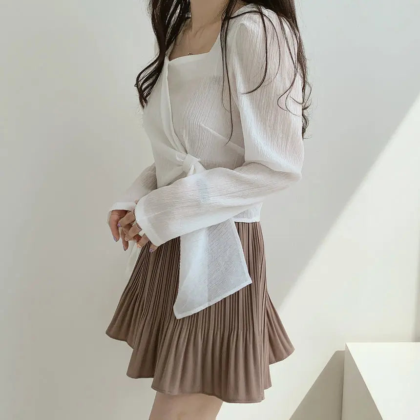 Bxoxo Tops for Women Elegant Social Clothes Korean Style Womens Shirt & Blouse Spring Long Sleeve White Chic Streetwear S Pretty Cute