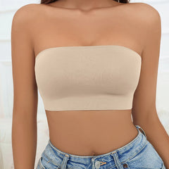 Bxoxo Women Tube Strapless Bra Chest Wrap Bandeau Unlined Seamless Breathable Comfortable Underwear Tops