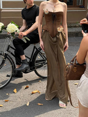 BXOXO Fashion Holiday Style Removable Mesh Sheer Skirts Skinny Straps Dresses Design Retro New Women Dresses