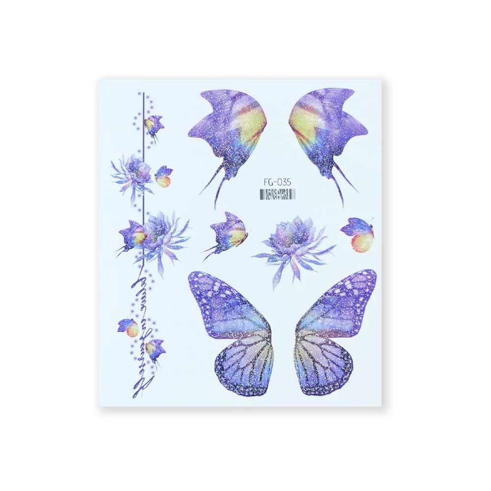 BXOXO 1 Sheet Flash Butterfly Temporary Tattoo Sticker for Eye Face Makeup Fairy Body Art Waterproof False Tattoo for Women