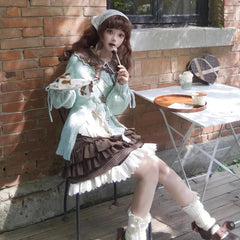 Bxoxo Japanese Sweet Lolita Mini Skirts Women Y2K Kawaii Lace Patchwork Bow Cake Skirt Femme High Waist Preppy All Match A Line Skirts
