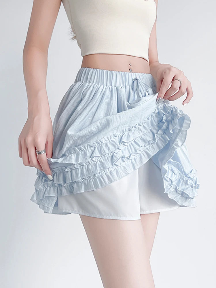 Bxoxo Korean Women Sweet Skirt High Waist Fashion Elegant White Mini Skirts Preppy Style Edible Tree Fungus Sexy Dance Skirts New