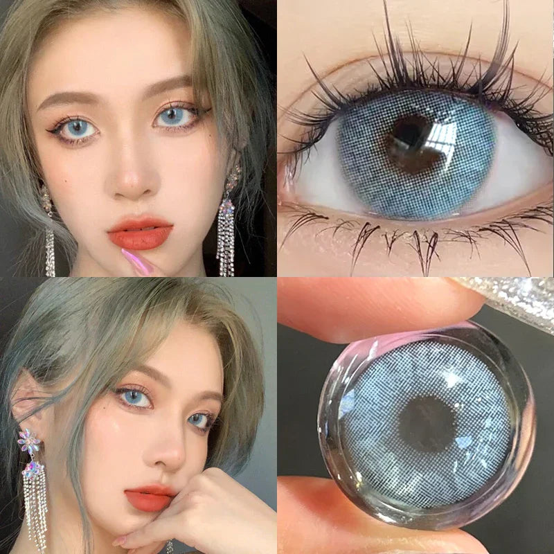BXOXO 1Pair Green Colour Contacts Lenses Natural Blue Gray Eye Myopia Lenses Beauty Pupil Brown Lenses Makeup