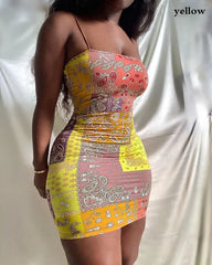 BXOXO Sexy Strap Mini Dress Women Club Party Short Dresses Summer New Printing Slim Fit Dress Plus Size S-5Xl